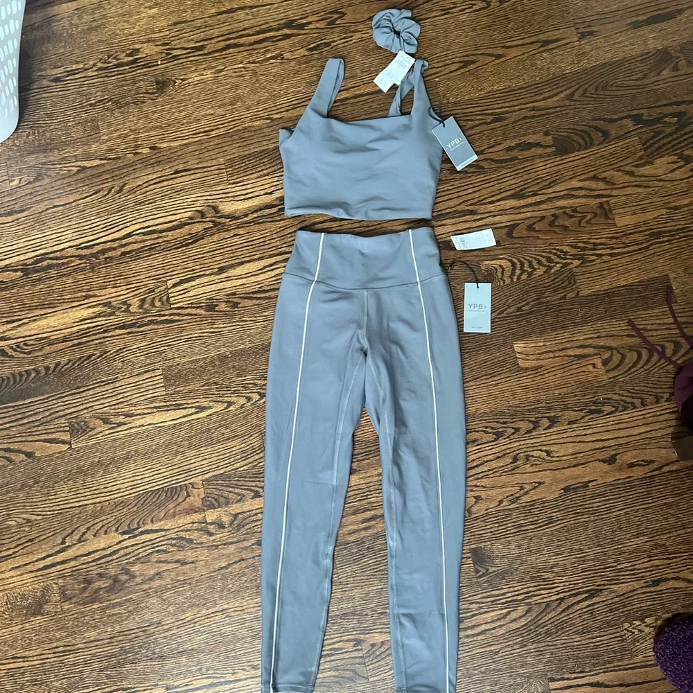 NWT! Tank, Legging, Scrunchie YPB Gray - Picture 1 of 5
